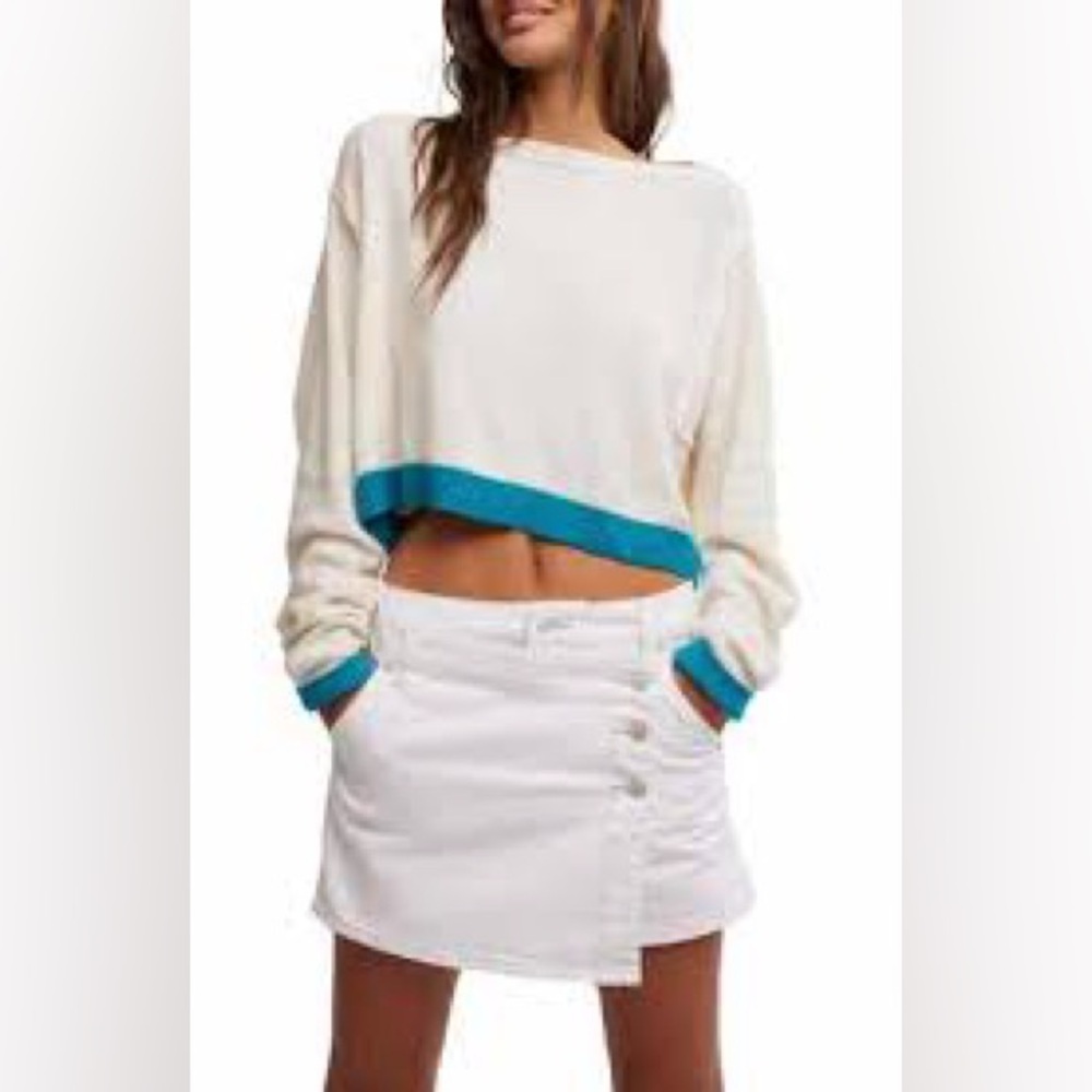 WE THE FREE INTO THE BLUE PULLOVER IN TROPICAL BLUE COMBO $129 nwt - Picture 3 of 6